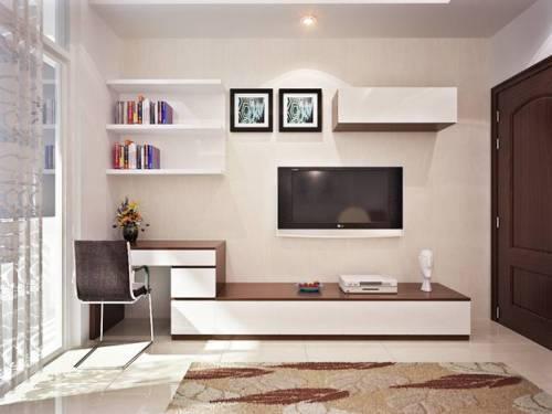 kệ tivi kết hợp bàn làm việc dành cho phòng ngủ