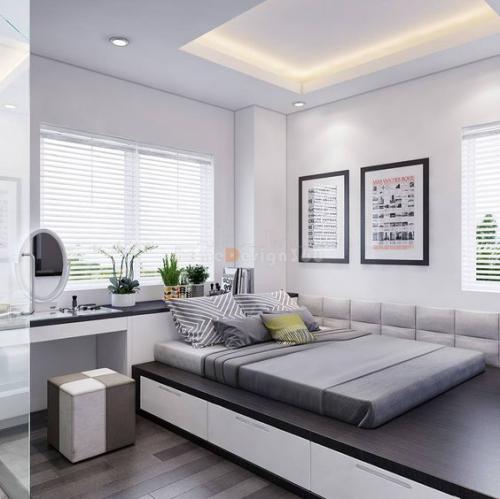 Thi công giường ngủ liền tủ áo trong không gian nội thất phòng ngủ trọn gói