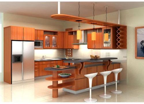 Thi công tủ bếp xoan đào cổ điển
