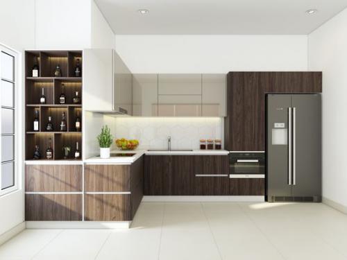 Tủ bếp thi công theo chất liệu gỗ công nghiệp An Cường