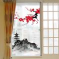 Decal kính mờ hoa đào đỏ